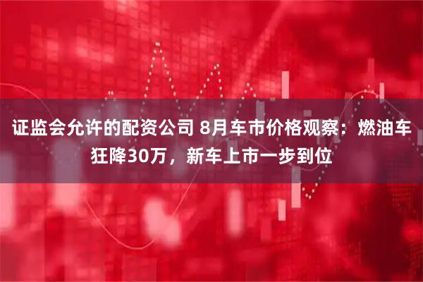 证监会允许的配资公司 8月车市价格观察:燃油车狂降30万,新车上市一步到位